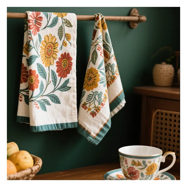 Cotton-linen tea towel gift sets, seasonal designs