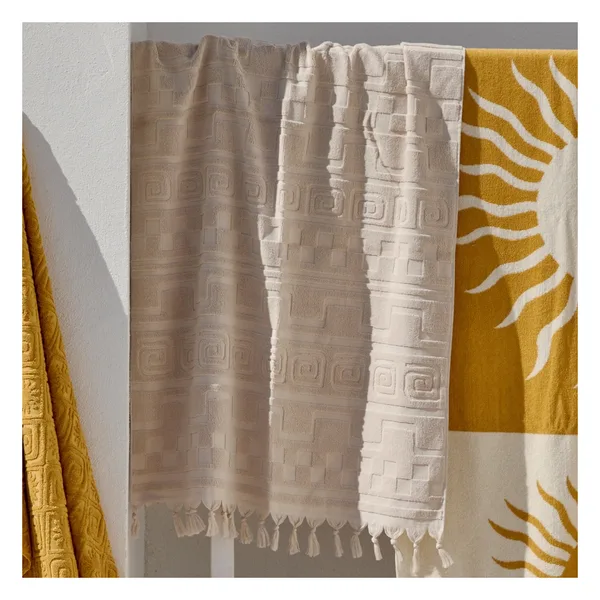 Jacquard waffle cotton beach towel, 70×140 to 90×180