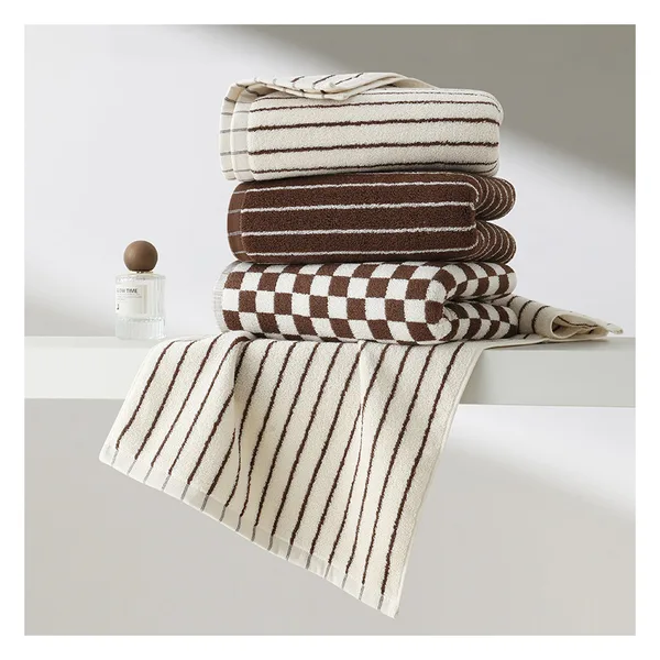 Jacquard towel 34×74, cotton 480-560 gsm, woven stripes