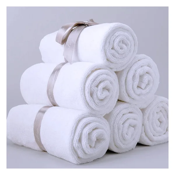White terry set: washcloth 32×32, hand towel 35×75, bath towel